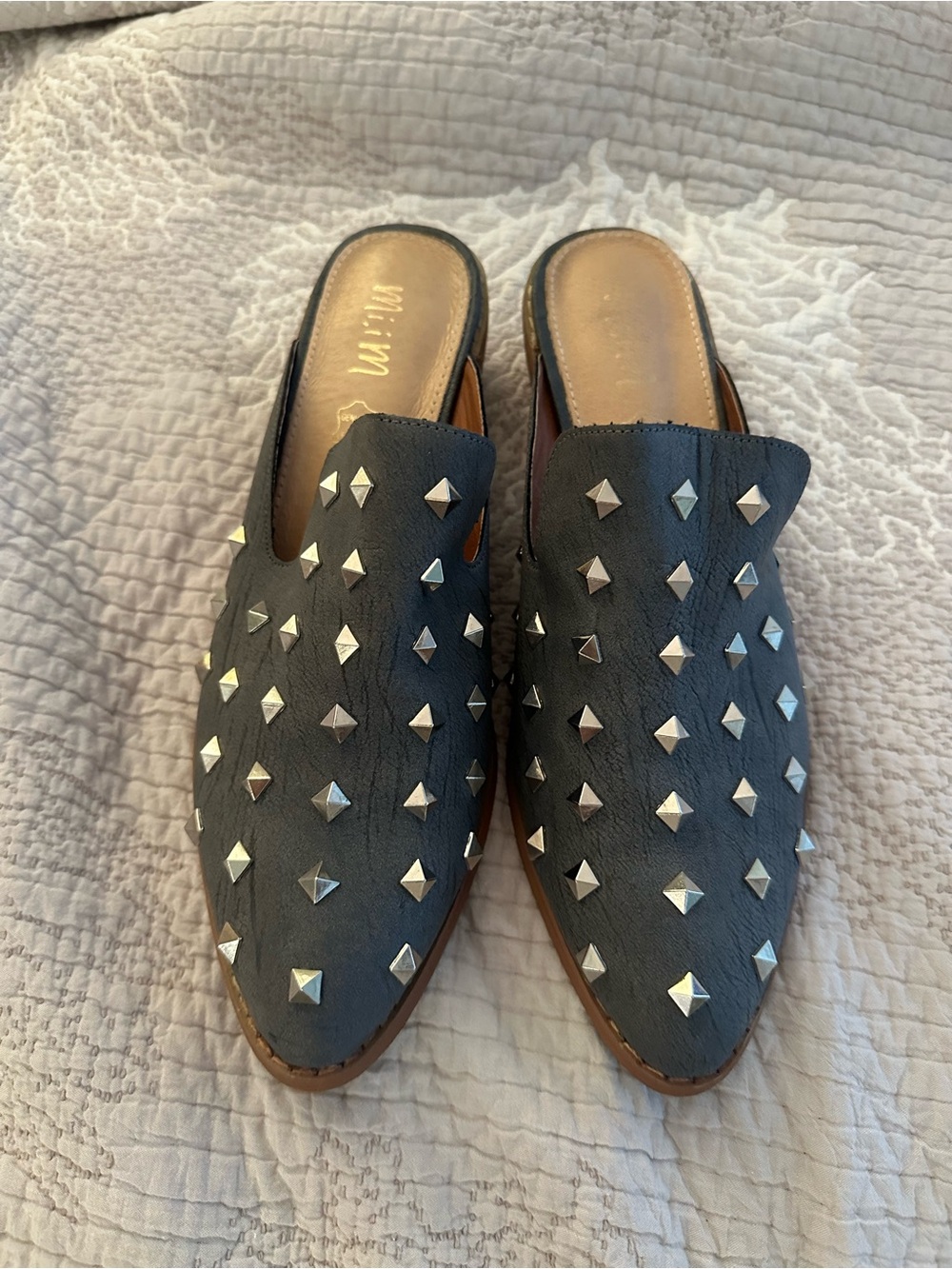 Studded Pointed-Toe Mule - Black